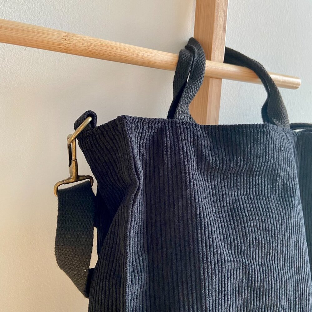 Corduroy Tote Bag with magnetic closure| Retro tote bag | Cute Tote Bag Capsule - Picture 10 of 15